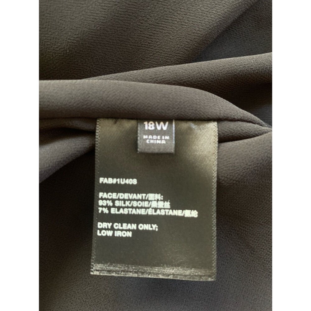 NWT Lafayette 148 NY Organic Silk Stretch Georgette V-Neck Dress Black Size 18 - Picture 6 of 9